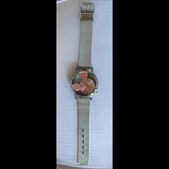 Mickey Mouse see through watch pink silver metal Disney shiny DisneyLand - Picture 2 of 5